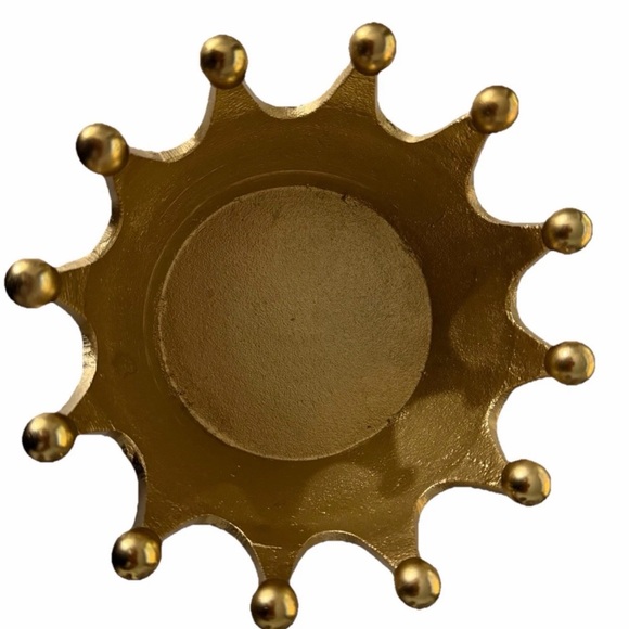 7 1/2” CROWN HEAVY BRASS GOLDTONE METAL QUEEN KING ROYALTY TRINKET MAKEUP HOLDER - Picture 4 of 6